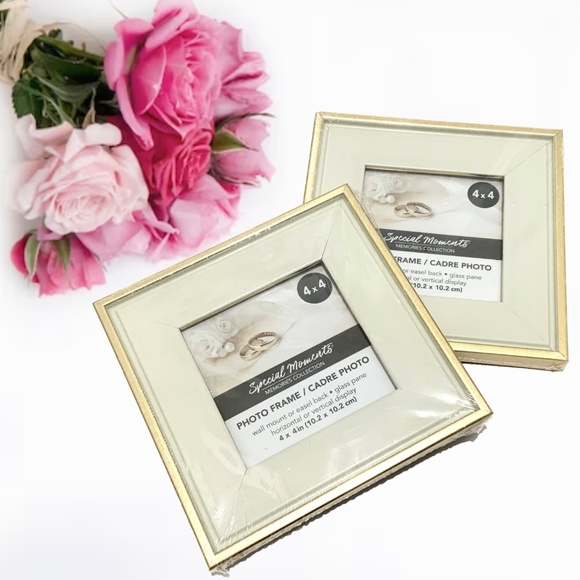 Set of 2 Picture Frames Ivory Gold Photo Frame with Mat Poster Frame 4x4 inches - Picture 5 of 8